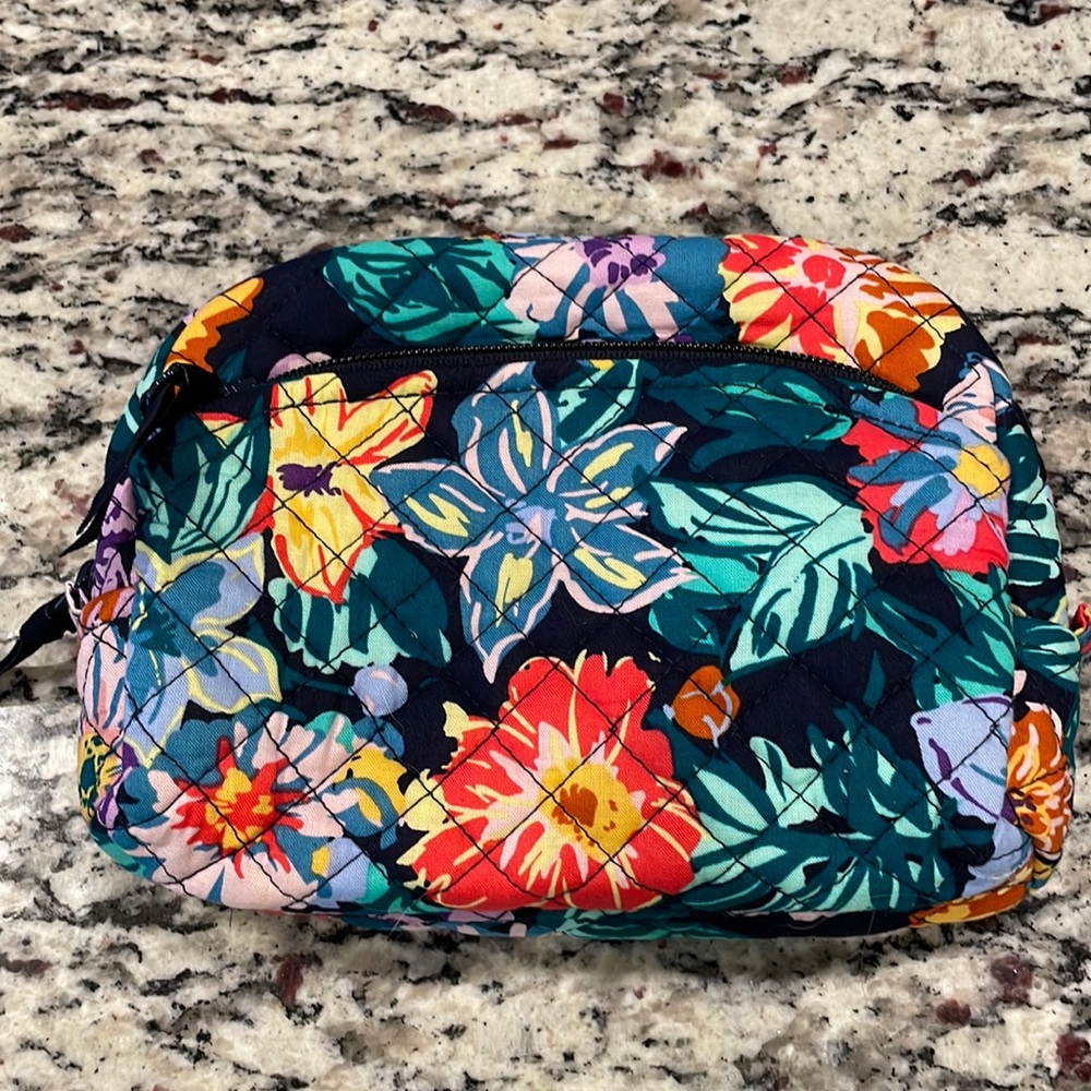 Vera Bradley Floral Quilted Cosmetic Bag Medium Makeup Pouch